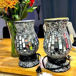 Black mirrored side table lamps